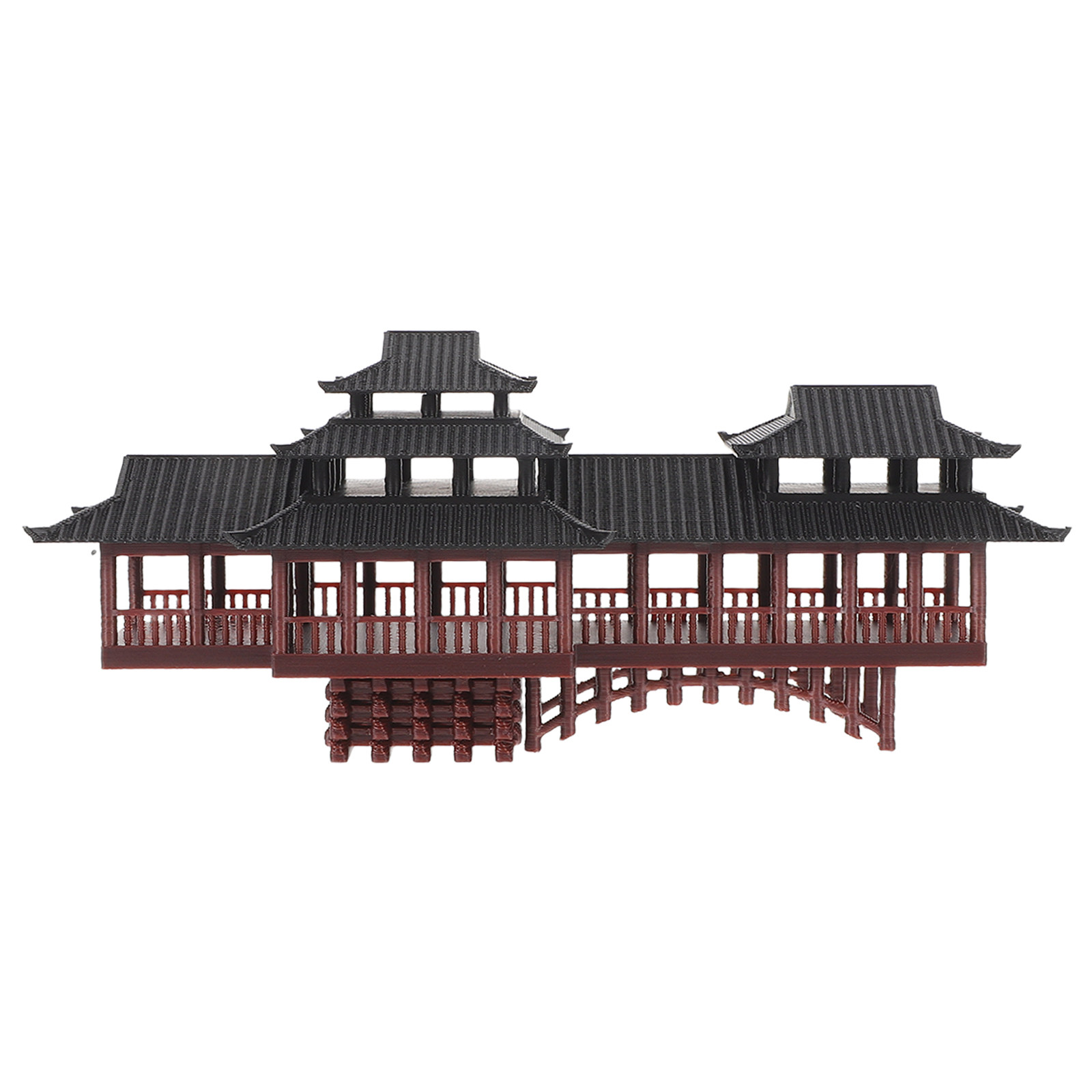 Bonsai Garden With Pond - Tiny Plastic Asian Garden Bridge Pavilion