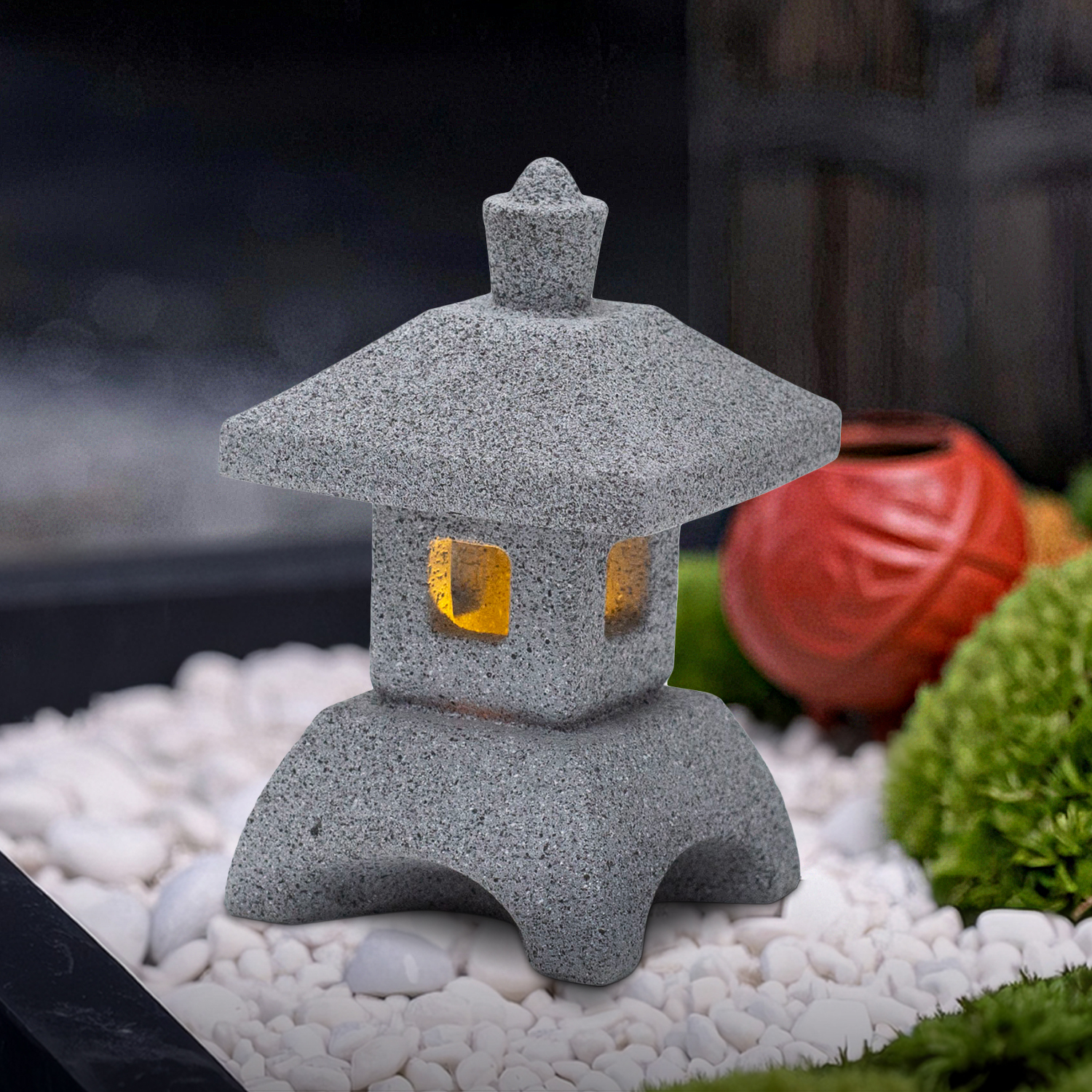 Japan Bonsai Garden - Japanese Lantern Pagoda Statues LED Lights