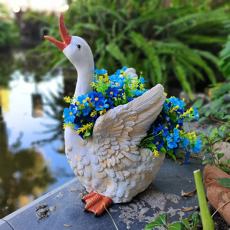 Bonsai Garden With Pond - Cartoon Duck Flower Pot Outdoor Garden