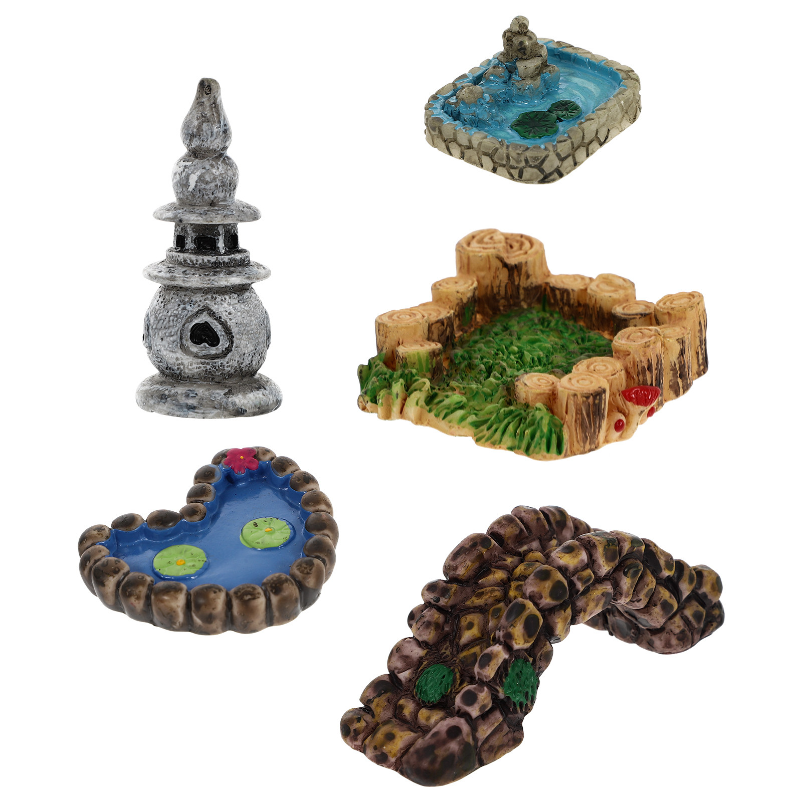 5Pcs Premium Resin Micro Lands - Bonsai Garden With Pond のレビューと価格