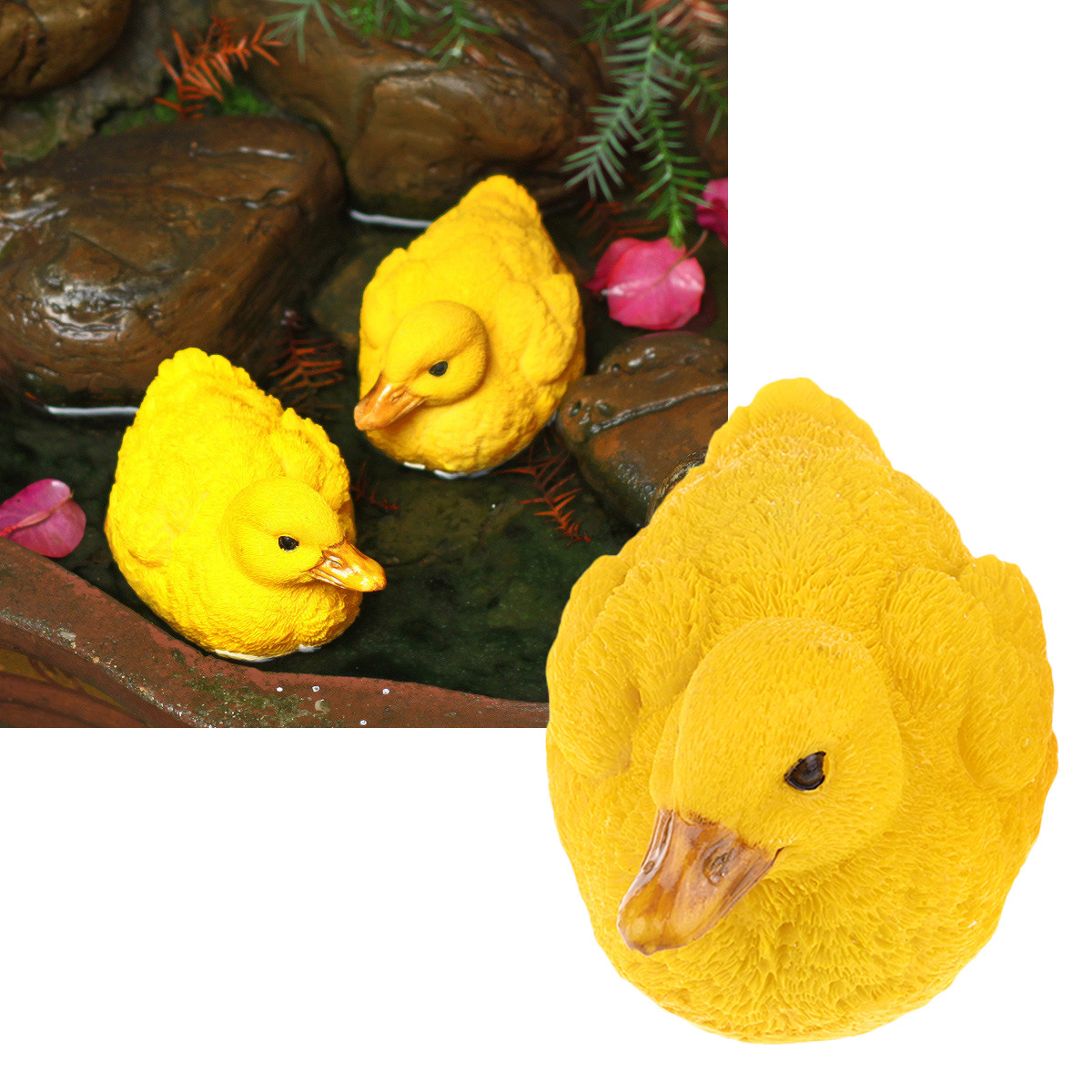 1Pair Yellow Duck Resin Decora - Bonsai Garden With Pond のレビューと価格