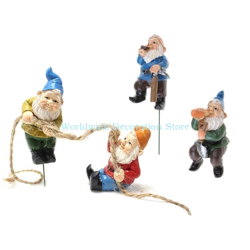 Q39B 4Pcs Dwarf Resin Figurine - Bonsai Garden With Pond のレビューと価格
