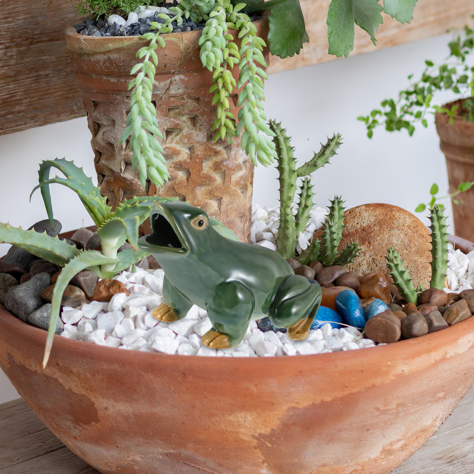 Ceramic Frog Open Mouth Water  - Bonsai Garden With Pond のレビューと価格