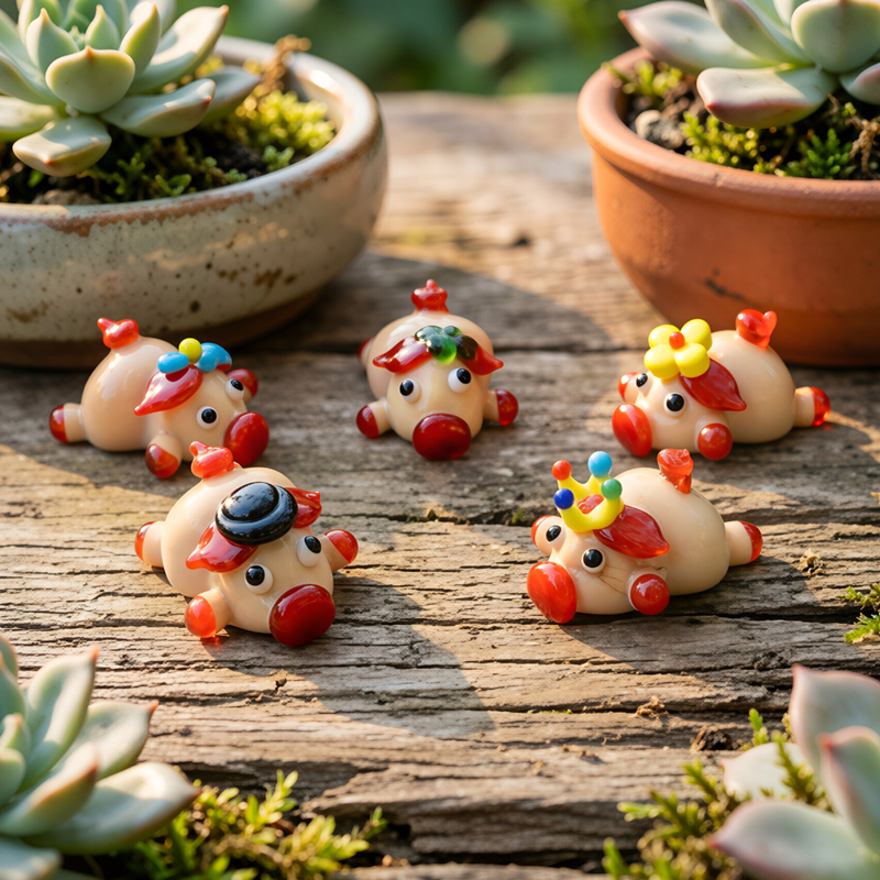Cute Mini Glass Pig Figurine - - Japan Bonsai Garden のレビューと価格